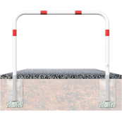 Access barriers | removable and revolving | with triangular locking mechanism | without quarter-bent bar | hot-dip galvanized and white coatedwith red reflecting stripes | total width: 2000 mm